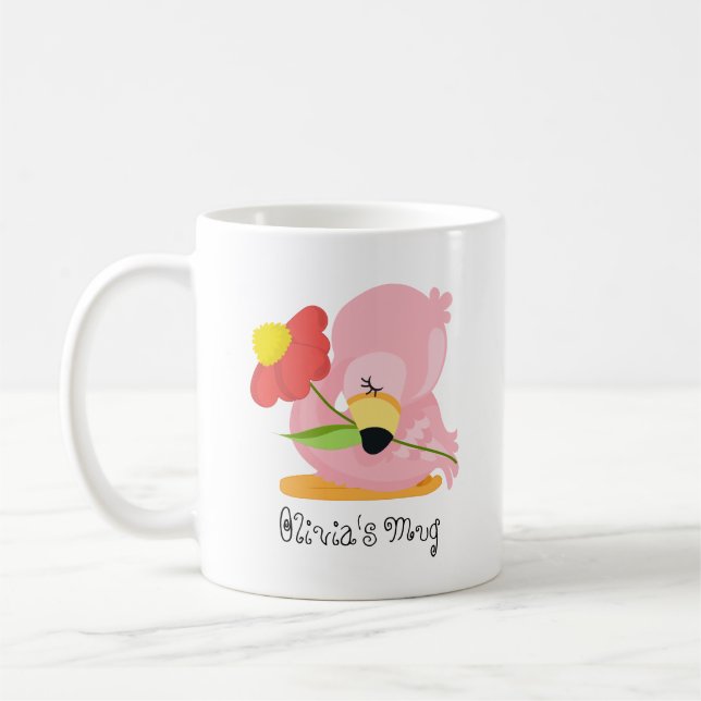 Taza De Café Bebé Rosa Adorable Flamingo Mug Para Niños (Izquierda)