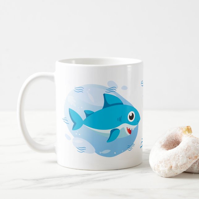Taza De Café Bebé tiburón - Azul (Con donut)
