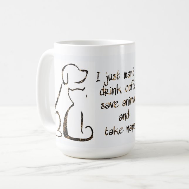 Taza De Café Beber café - Salven animales - Perro y gato (Anverso izquierdo)