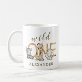 Taza De Café Bebés animales salvajes de un cumpleaños Safari