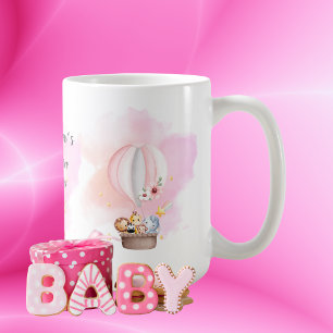 Taza De Café Bebés en globo aerostático rosa