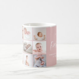 Taza De Café Bebés guión de collage de fotos de primer año de c