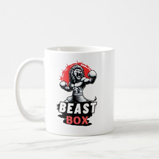 Taza De Café Bebida Box - Diseño de León de Boxeo Kick (Izquierda)