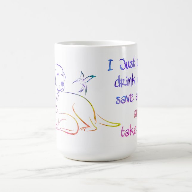 Taza De Café Bebida Café Salvar Animales Tomar Napas Animal Lov (Centro)
