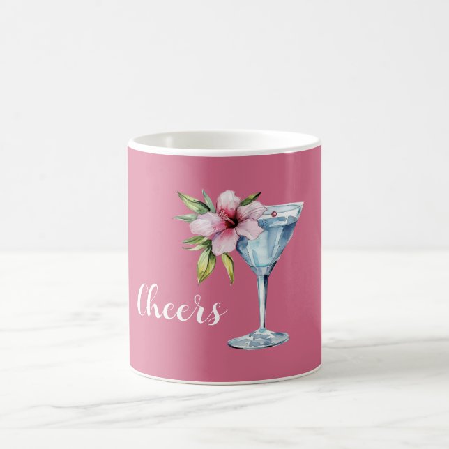 Taza De Café Bebida de Flor de Hibisco Rosa Tropical (Centro)