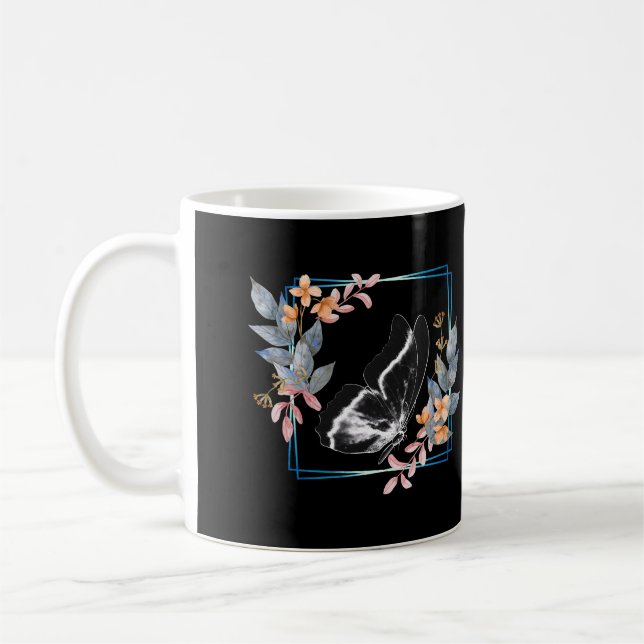 Taza De Café Bebida De Mariposa Y Flor (Izquierda)