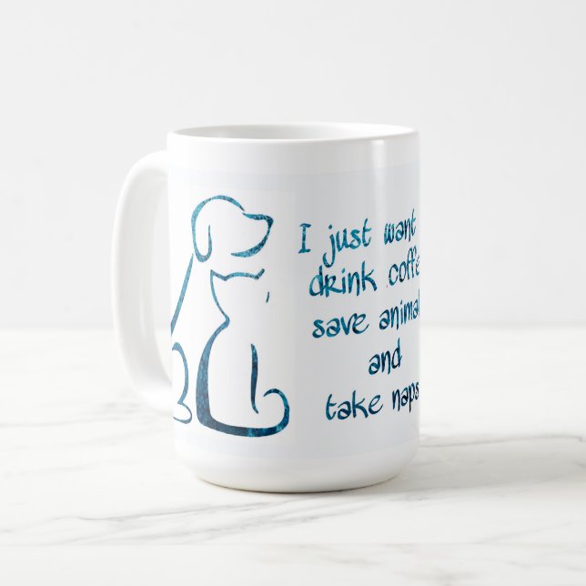 Taza De Café Bebida Tea Save Animals - Mascota de rescate - Ani (Anverso izquierdo)