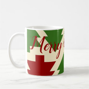 Taza De Café Bebida verde y roja del árbol de Navidad