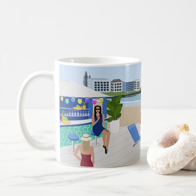 Taza De Café Bebidas en el Beach Bar (Con donut)