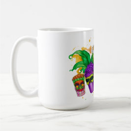 TAZA DE CAFÉ BEBIDAS MARDI GRAS DE COLOR BRILLANTE