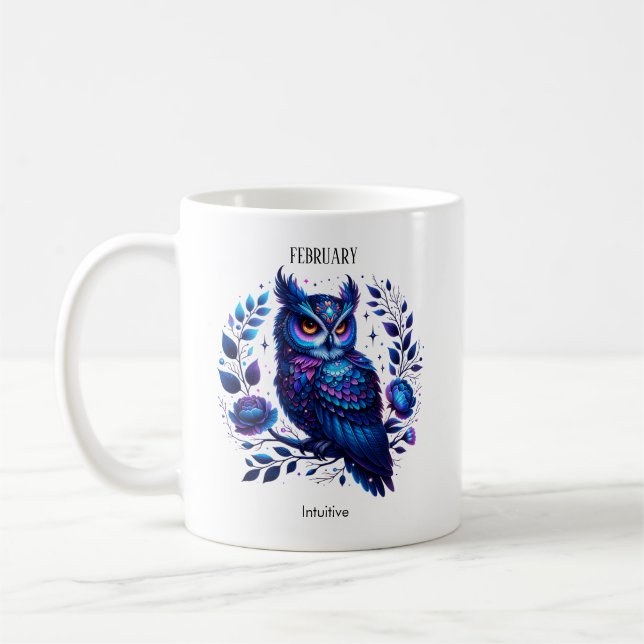 Taza De Café Bechuza animal con espíritu de mes de nacimiento d (Izquierda)