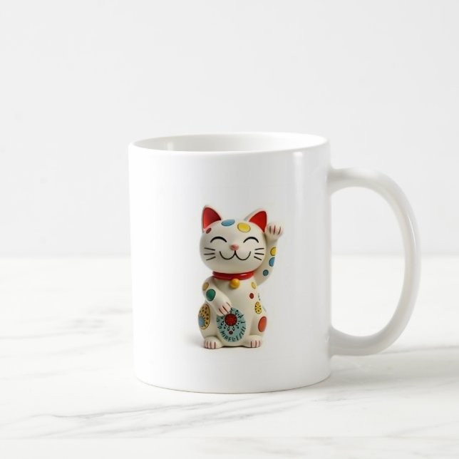 Taza De Café beckoning cat: Japanese-Inspired Art (Derecha)