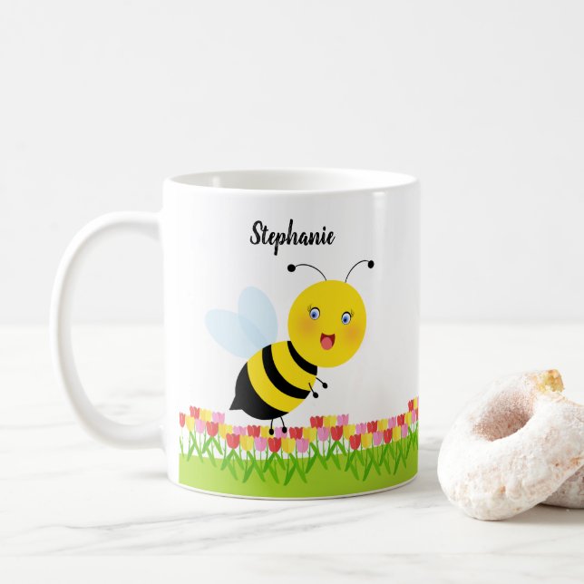 Taza De Café Bee en Tulip Garden (Con donut)
