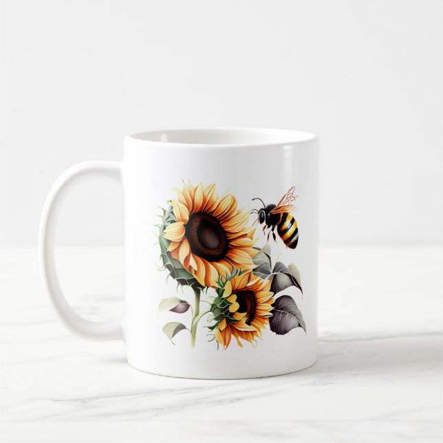 Taza De Café Bee Entre Sunflowers Tee (Izquierda)