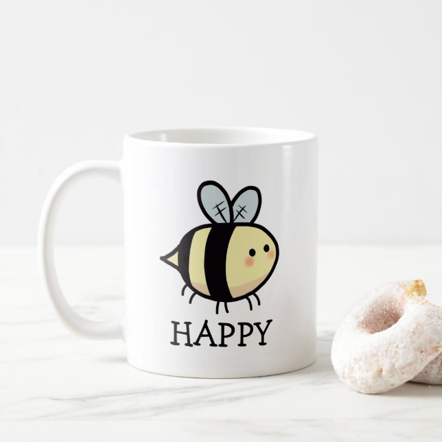 Taza De Café Bee Happy Coffee Mug (Con donut)