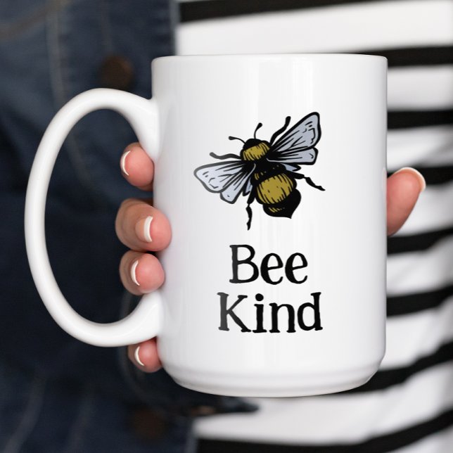 Taza De Café Bee Kind Inspirador (Bee Happy! A cheerful mug for bee lovers.)