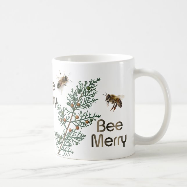 Taza De Café Bee Merry Evergreen Navidades Beekeeper Mug (Derecha)