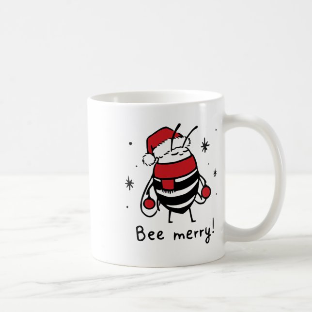 Taza De Café Bee Merry Funny Navidades Gift Bee Lover (Derecha)