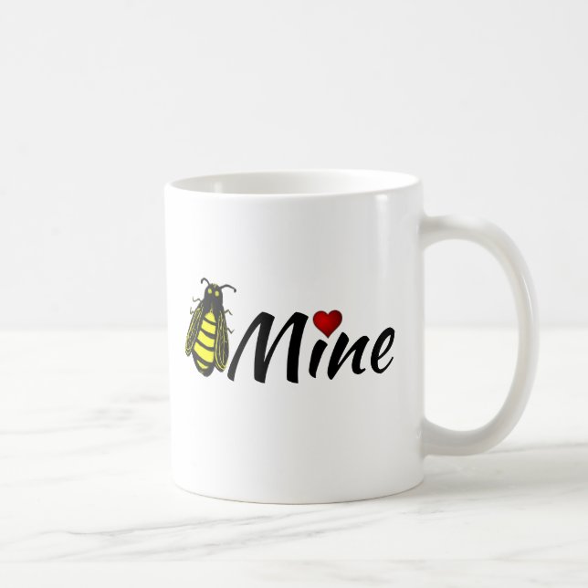 Taza De Café Bee Mine Cute Honeybee con Red Heart Valentine (Derecha)