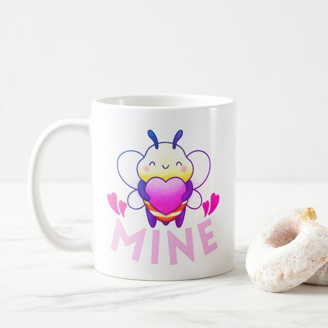 TAZA DE CAFÉ BEE MINE - DÍA DE VALENTÍA DIVERTIDO (Con donut)