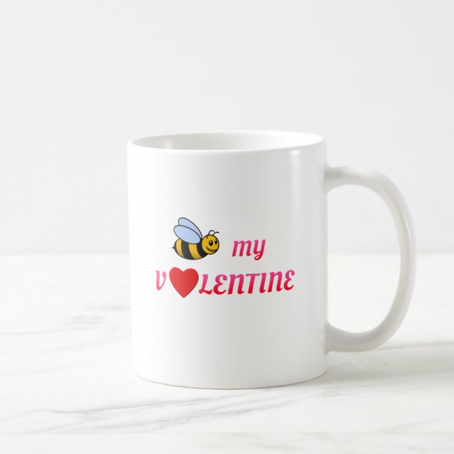 Taza De Café Bee My Valentine Red (Derecha)