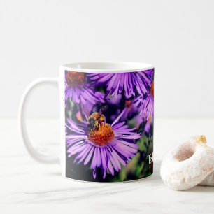 Taza De Café Bee On Purple Aster Flower Personalizada