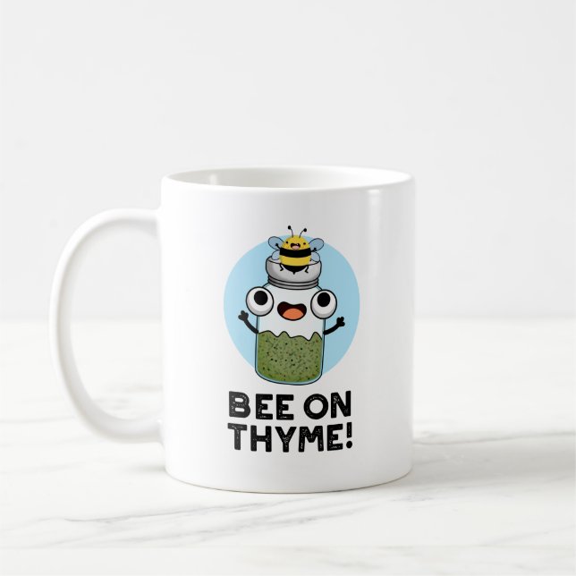 Taza De Café Bee On Thyme Funny Herb Insun Pun (Izquierda)