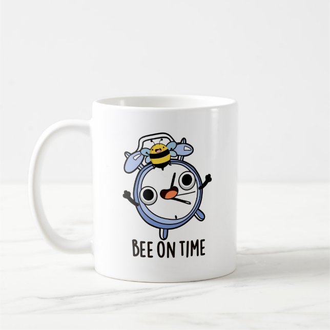 Taza De Café Bee On Time Funny Insect Clock Pun (Izquierda)