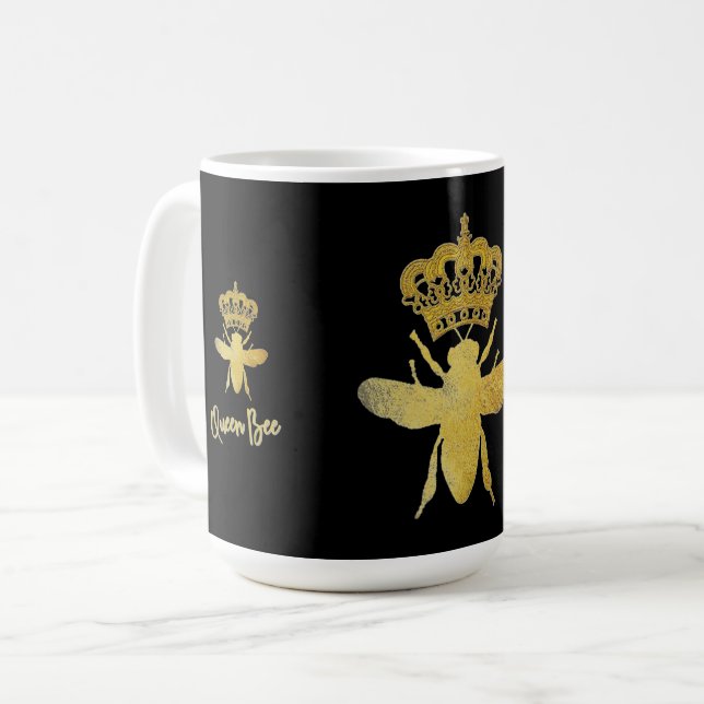 Taza De Café BEE Oro negro y blanco (Anverso izquierdo)
