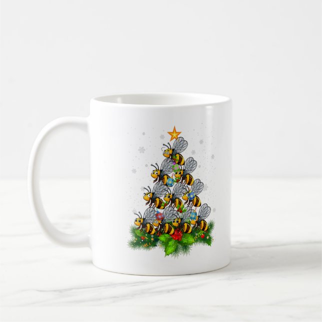 Taza De Café Bee Tree Christmas Funny Bee Christmas Lover (Izquierda)