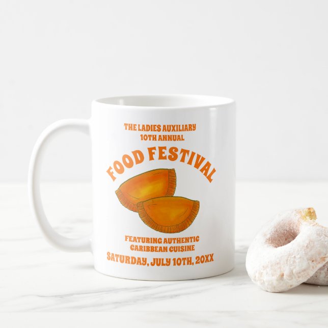 Taza De Café Beef Patty Food Fest Cocina del Caribe (Con donut)