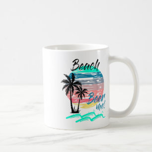 Taza De Café Beer Me Graciosa Beber Playa Retro Sunset Palm Tre