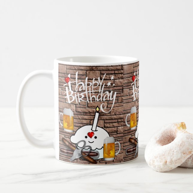 Taza De Café Beer Mug Happy Birday Mug (Con donut)