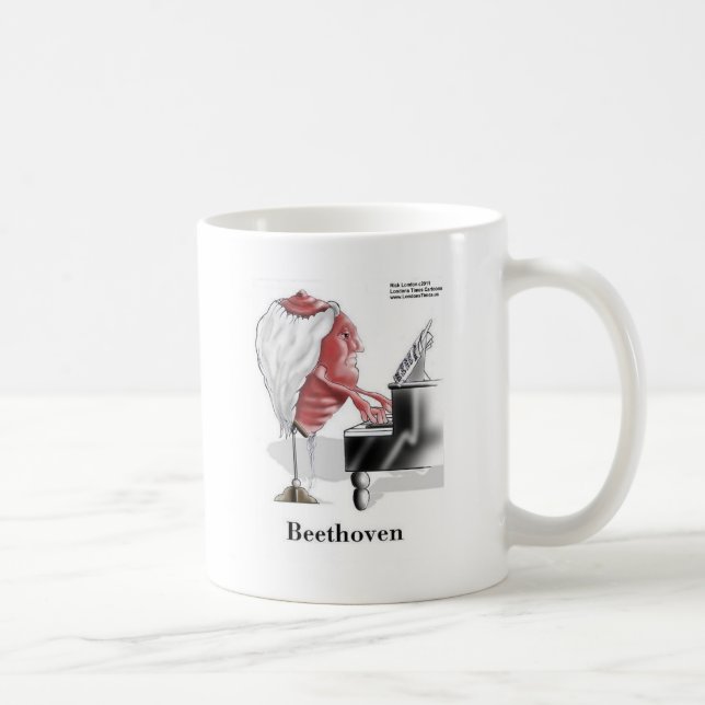 Taza De Café Beethoven Gracioso Regalos Tees Mugs Cards Etc (Derecha)