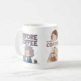 Taza De Café Before During After Coffee Mood Vector Art