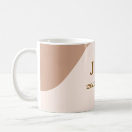 Taza De Café Beige boho curvo naranja boda nombre fecha