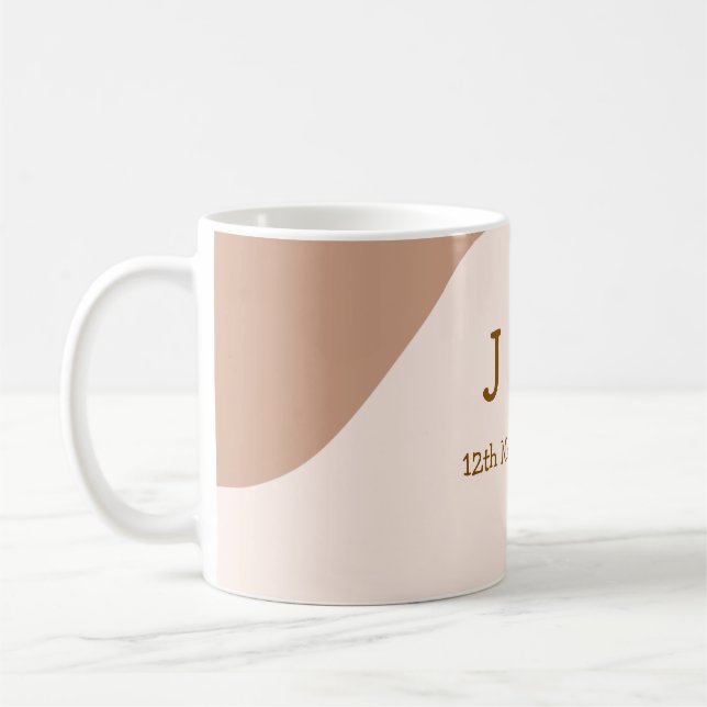 Taza De Café Beige boho curvy orange wedding name date (Izquierda)