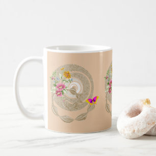 Taza De Café Beige Floral Mug