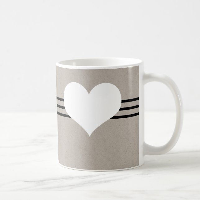 Taza De Café Beige Modern Heart Mug (Derecha)