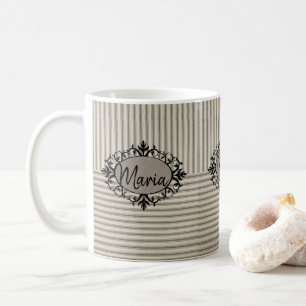 Taza De Café Beige Stripe Mug