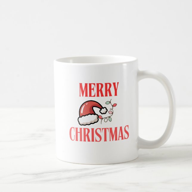 Taza De Café Beige & White Festive Merry Christmas Classic Mug  (Derecha)