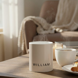 Taza De Café Beige y monograma personalizados con Personalizado