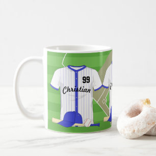 Taza De Café Béisbol azul personalizado