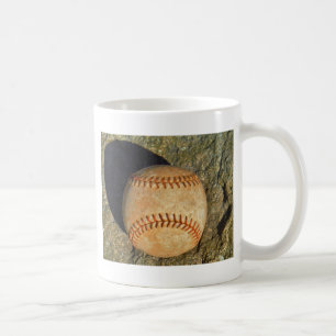Taza De Café Béisbol Blanco Vintage costura roja