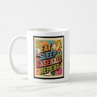 Taza De Café Béisbol Come Duerme Repite Arte Pop Personalizado