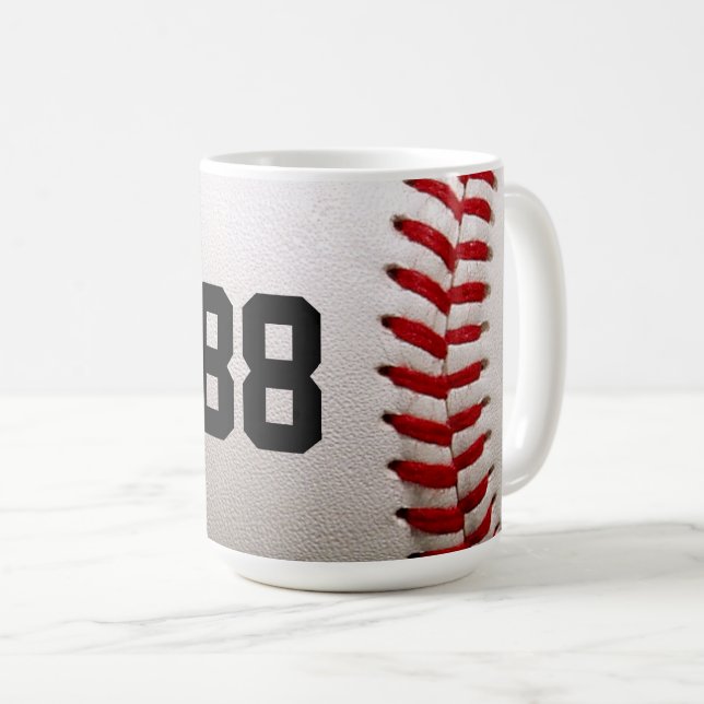 Taza De Café Béisbol con número de Personalizable (Anverso derecho)