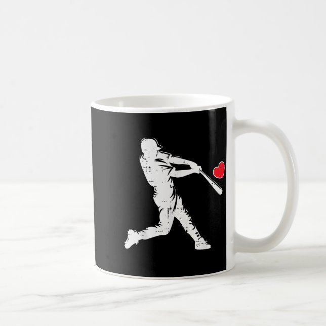 Taza De Café Béisbol del Día de San Valentín Silueta de bateado (Derecha)