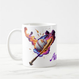 Taza De Café Béisbol en llamas.