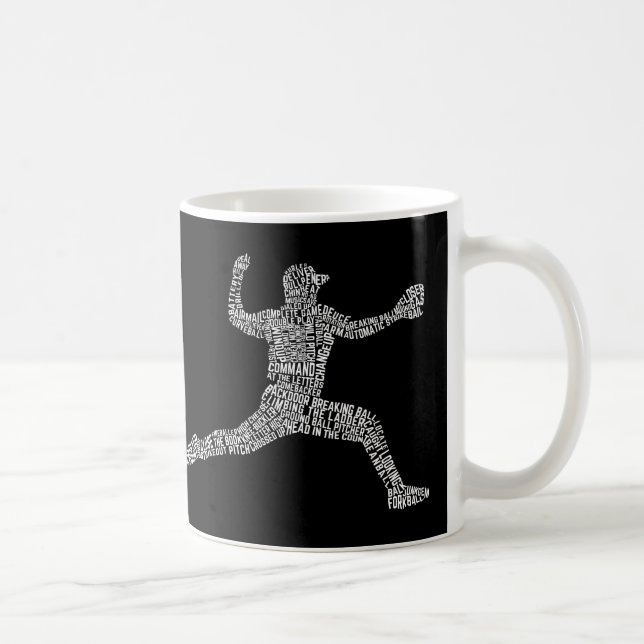 Taza De Café Béisbol Pitcher Typography Word Art (Derecha)