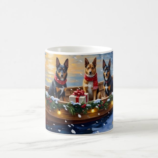 Taza De Café Belgian Malinois Christmas Boat Holiday (Centro)